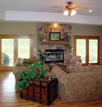 rustic open french doors in a great room