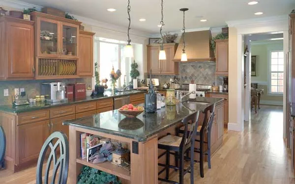 organized kitchen with island