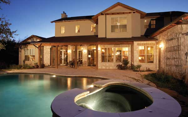 swimming pool with hot tub