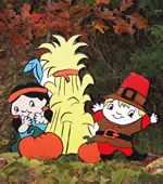 Pilgrim and indian yard art