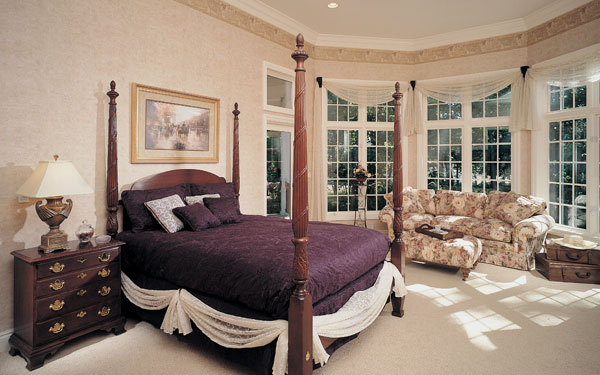 Spacious master bedroom with sunny bay window
