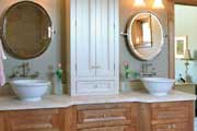 Double sinks accent bathroom decor