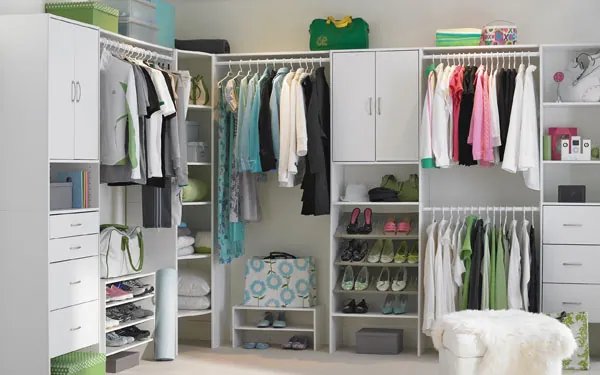 organized dressing room with good lighting