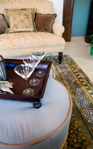ottoman with tray on top