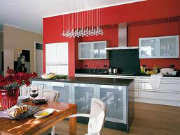 red wall in kitchen